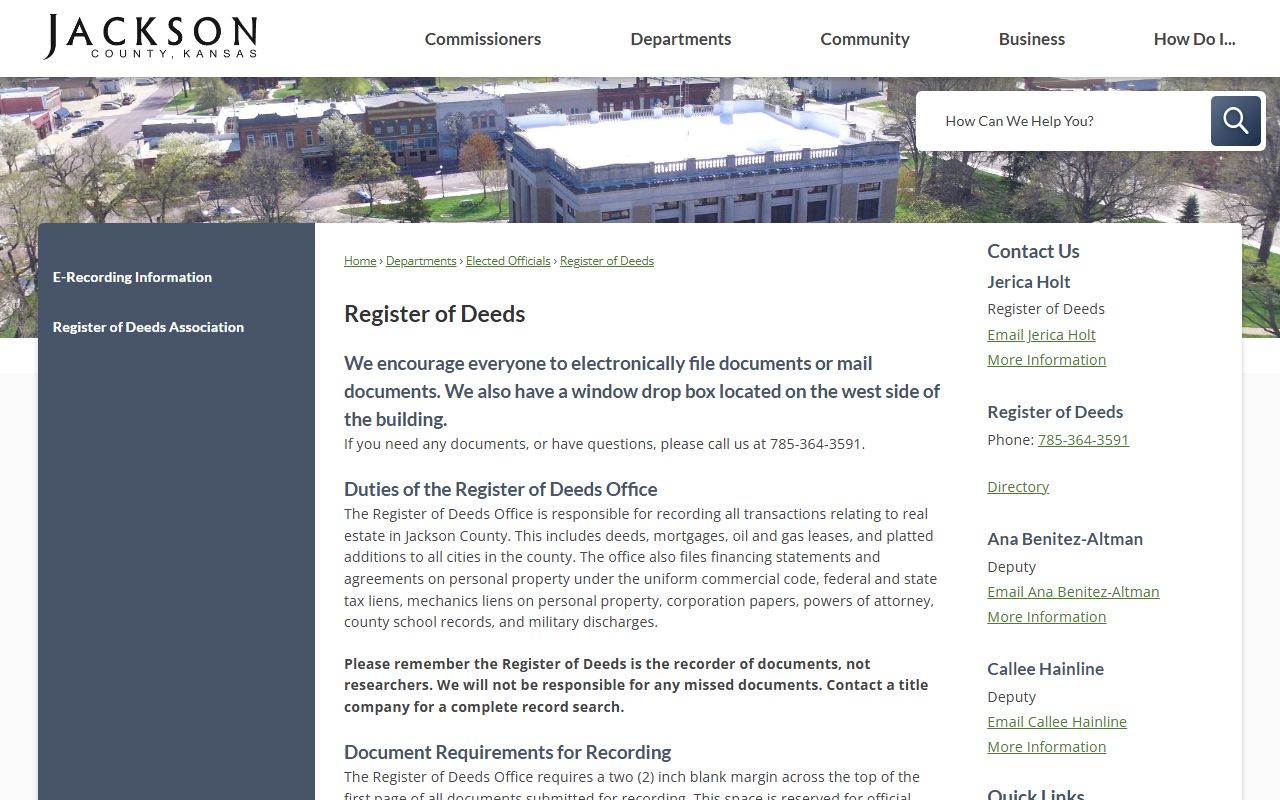 Jackson County Clerk of the District Court Register of Deeds distinction