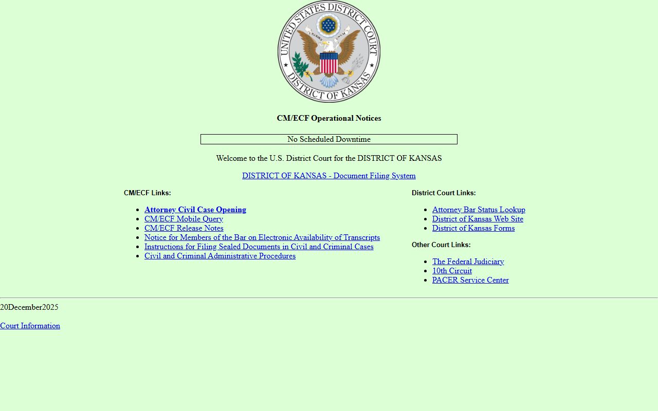Jackson County court dockets District of Kansas CM ECF source
