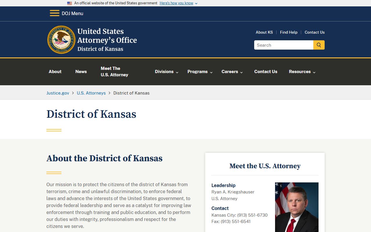 Jackson County criminal court records U.S. Attorney District of Kansas source