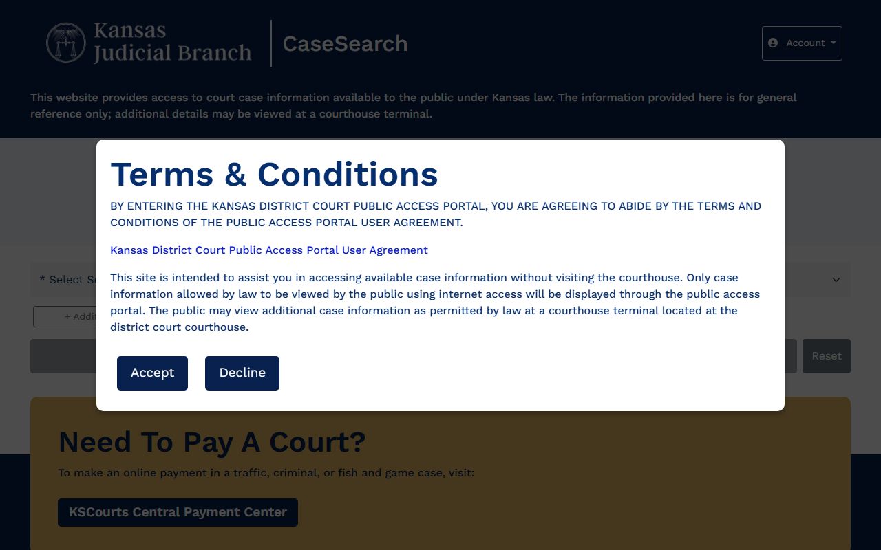 Jackson County court records Kansas CaseSearch public portal