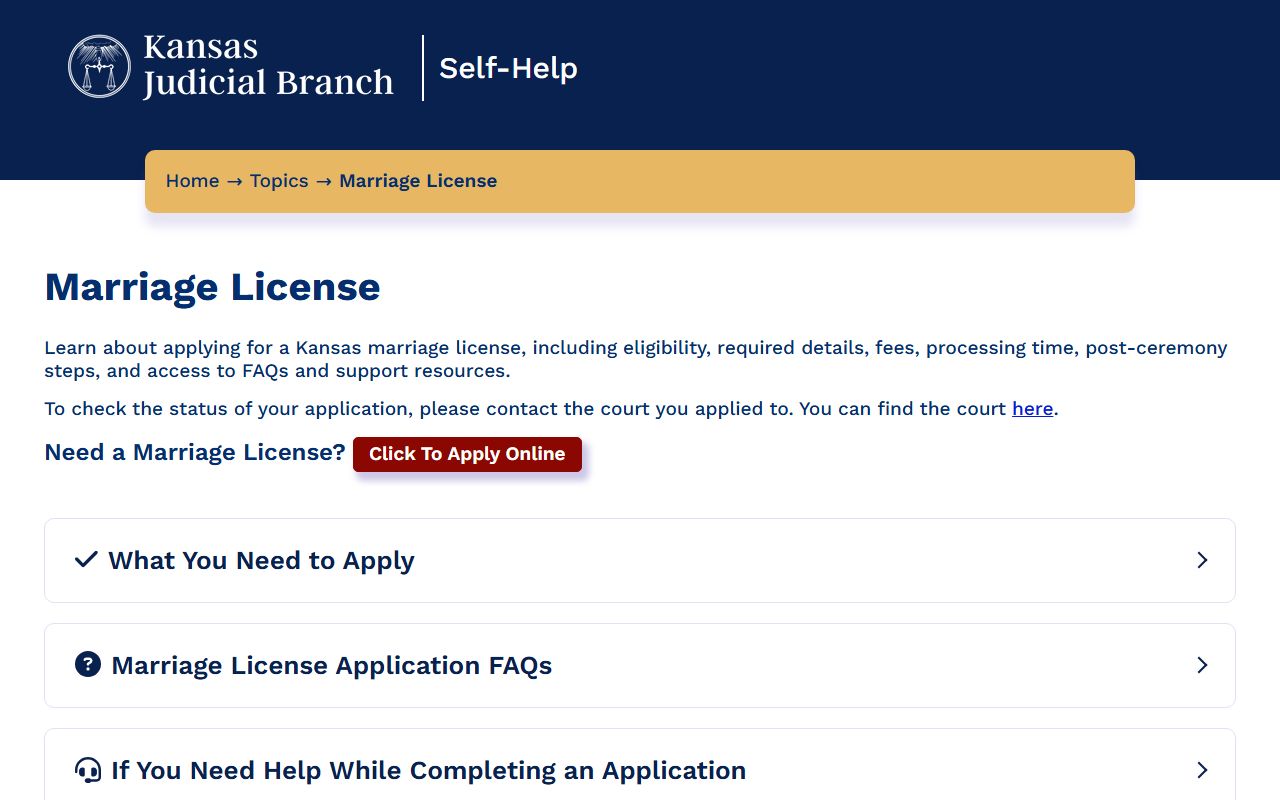 Jackson County marriage records Kansas marriage license self-help page