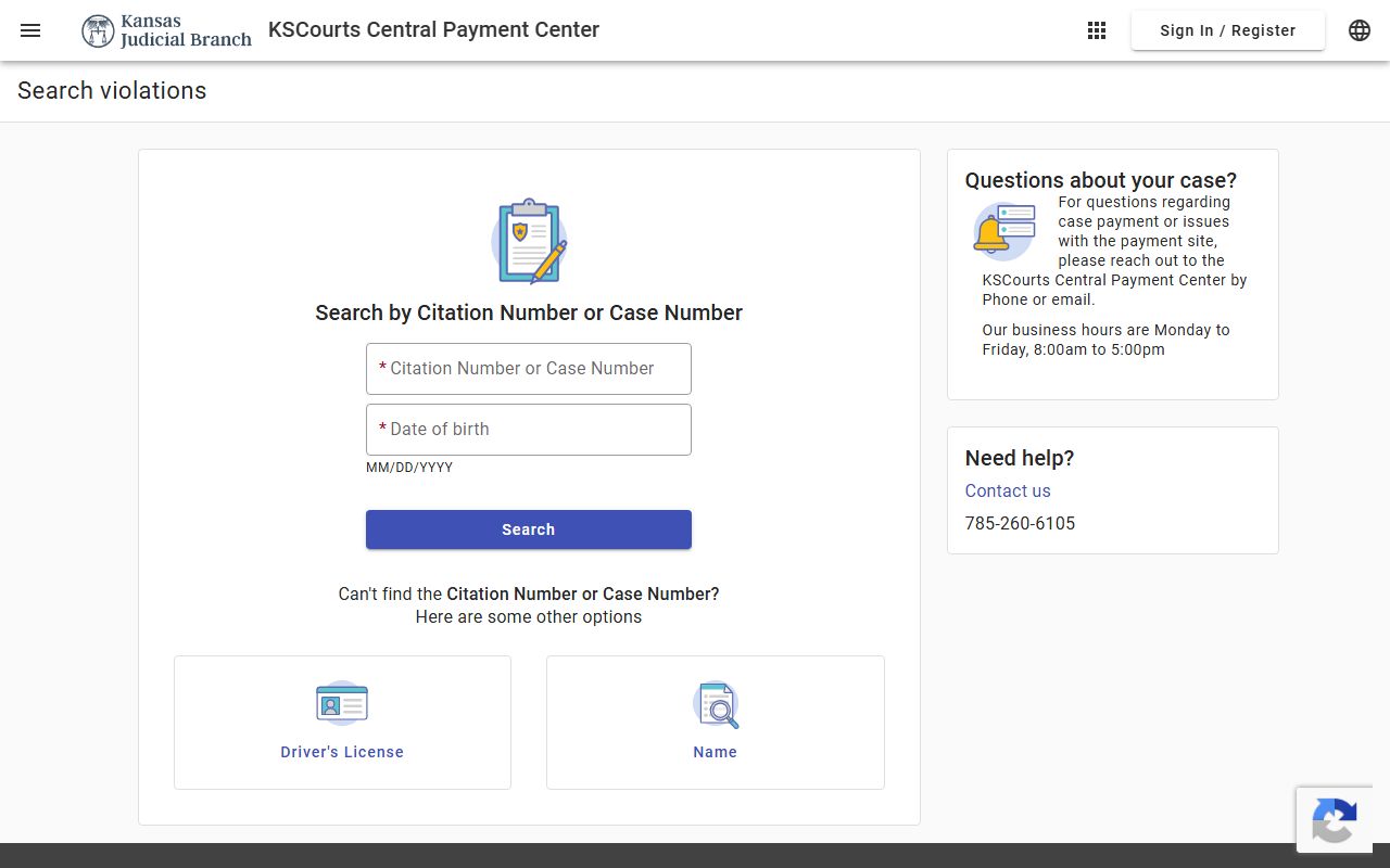 Jackson County traffic court records Central Payment Center citation search